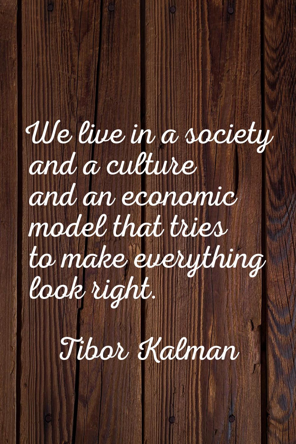 We live in a society and a culture and an economic model that tries to make everything look right.