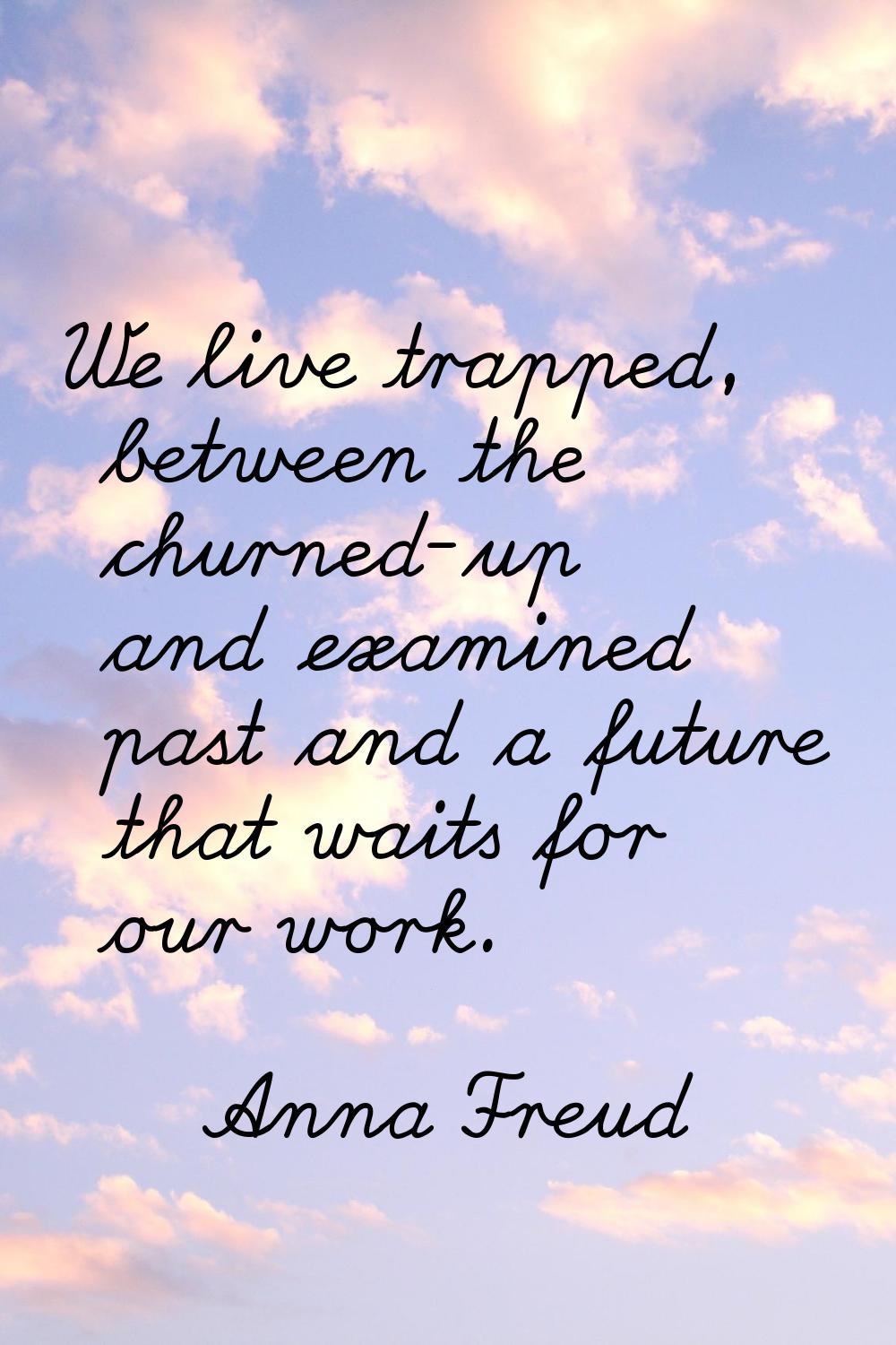 We live trapped, between the churned-up and examined past and a future that waits for our work.