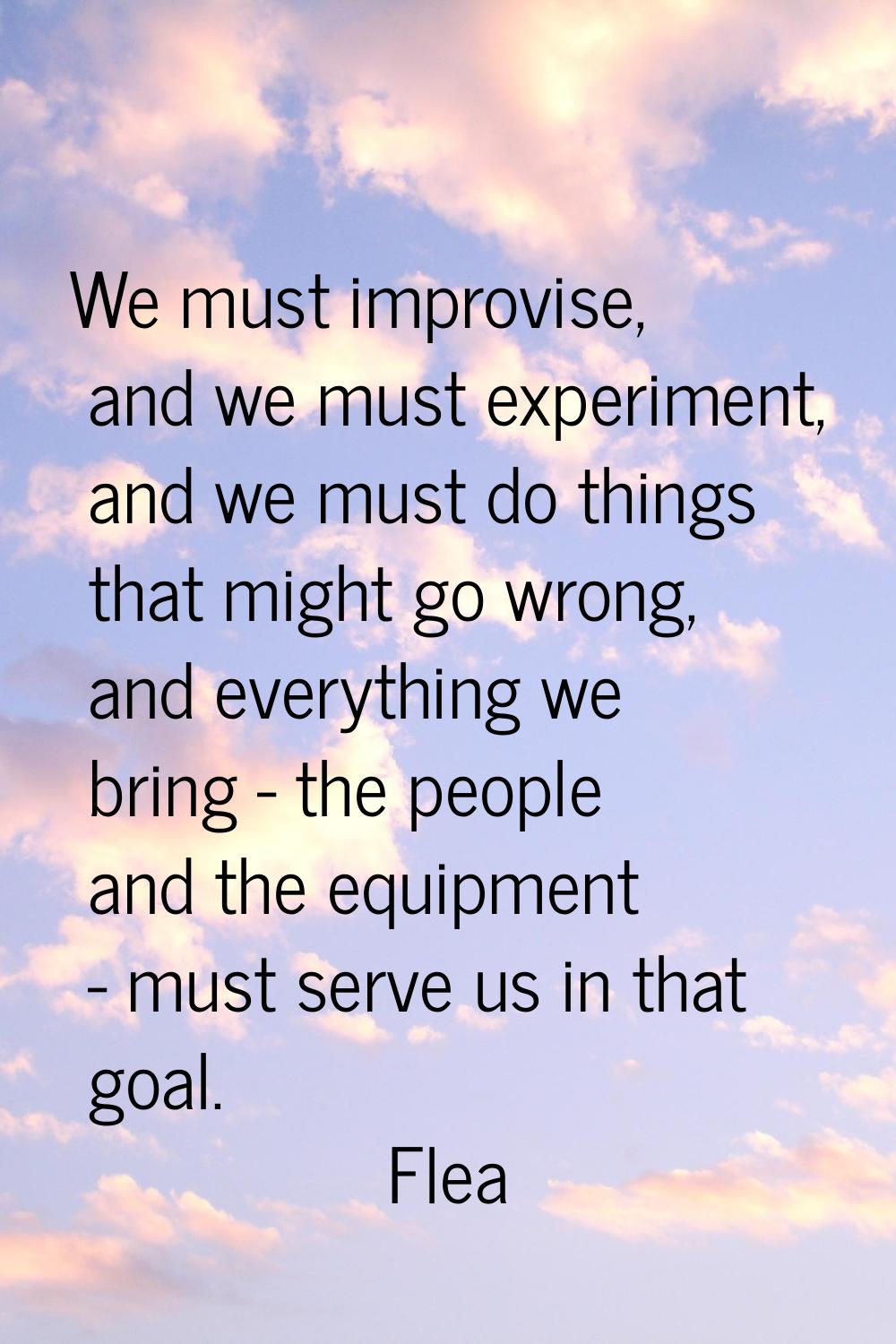 We must improvise, and we must experiment, and we must do things that might go wrong, and everythin