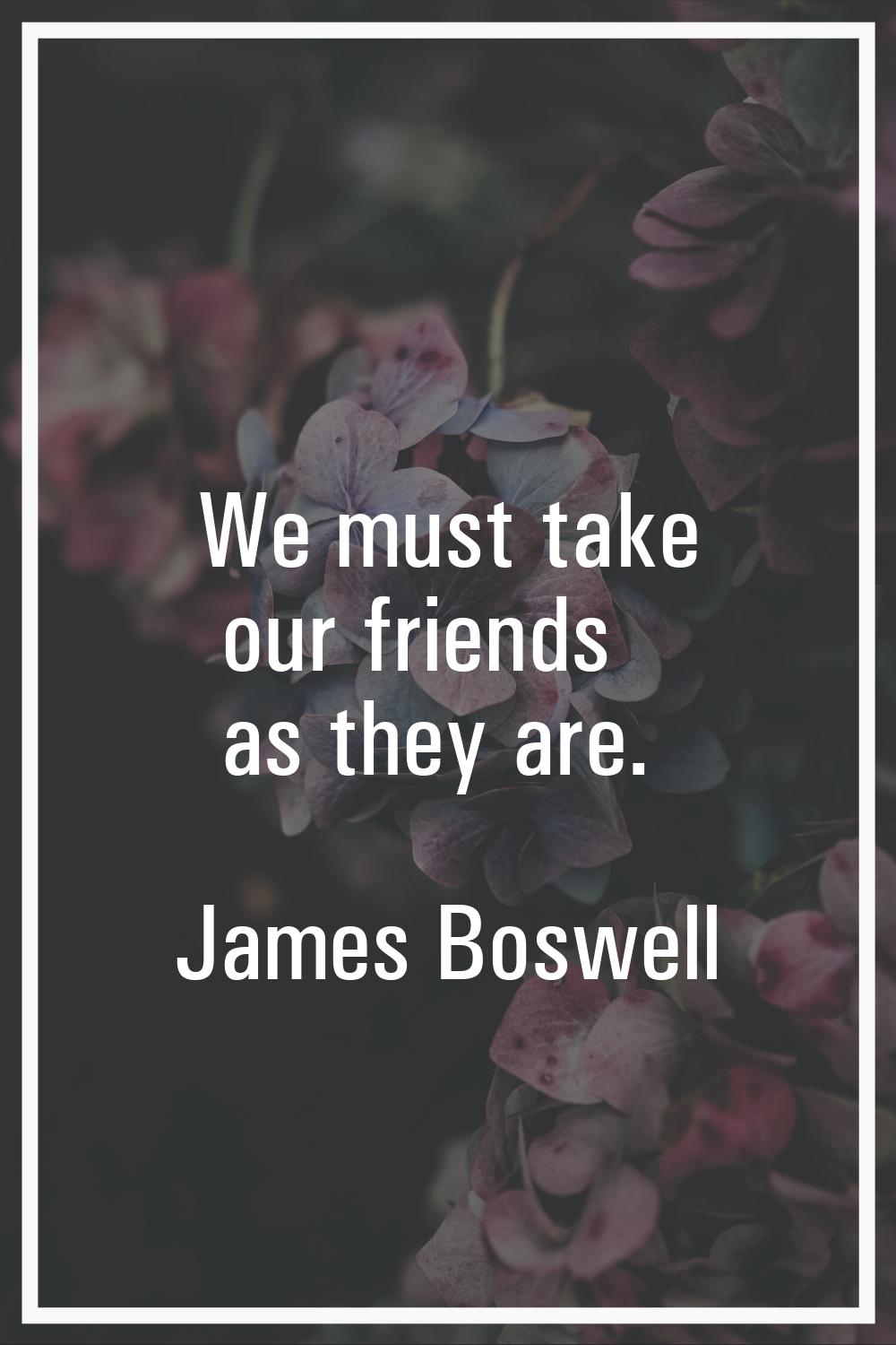 We must take our friends as they are.