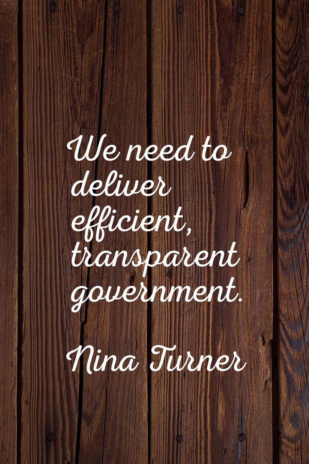 We need to deliver efficient, transparent government.