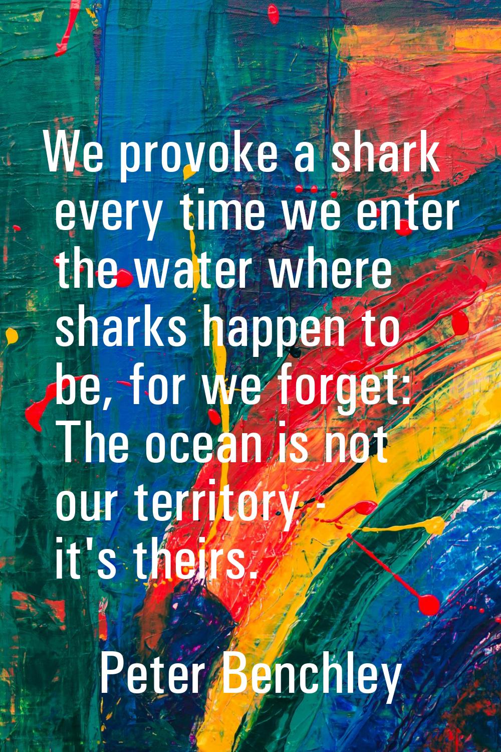 We provoke a shark every time we enter the water where sharks happen to be, for we forget: The ocea