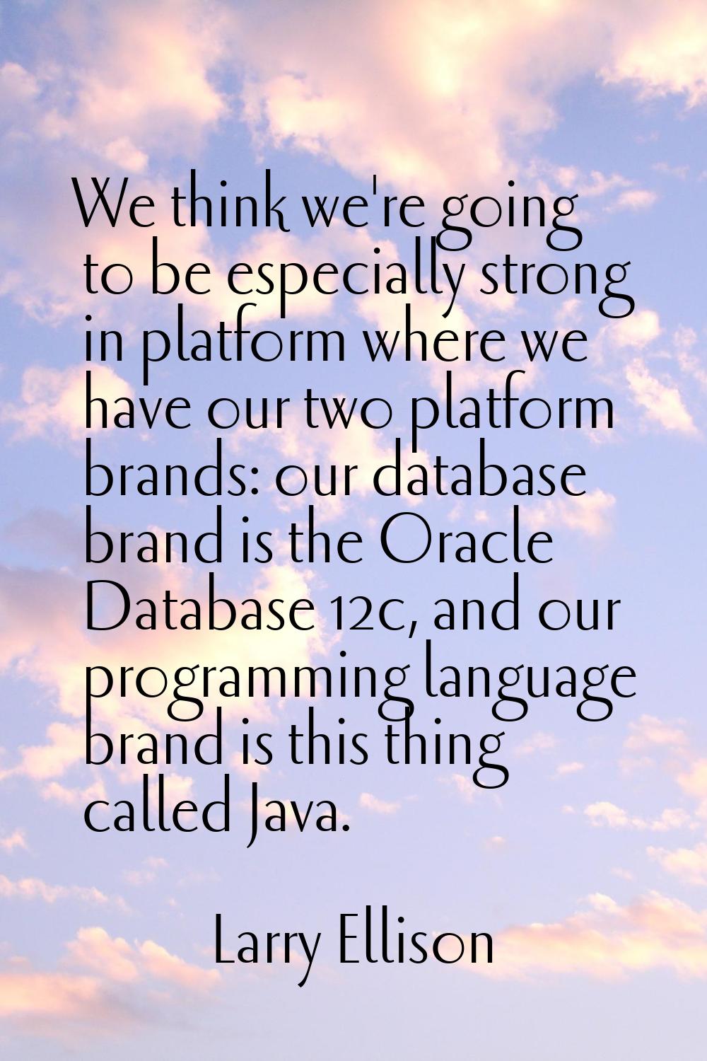 We think we're going to be especially strong in platform where we have our two platform brands: our