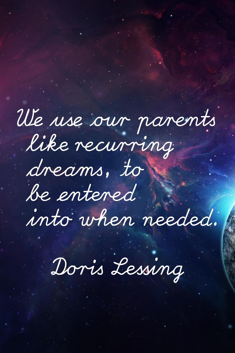 We use our parents like recurring dreams, to be entered into when needed.