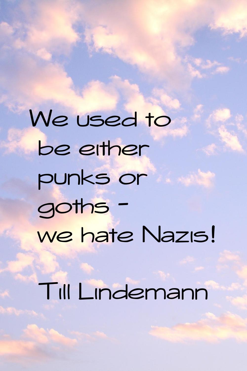 We used to be either punks or goths - we hate Nazis!