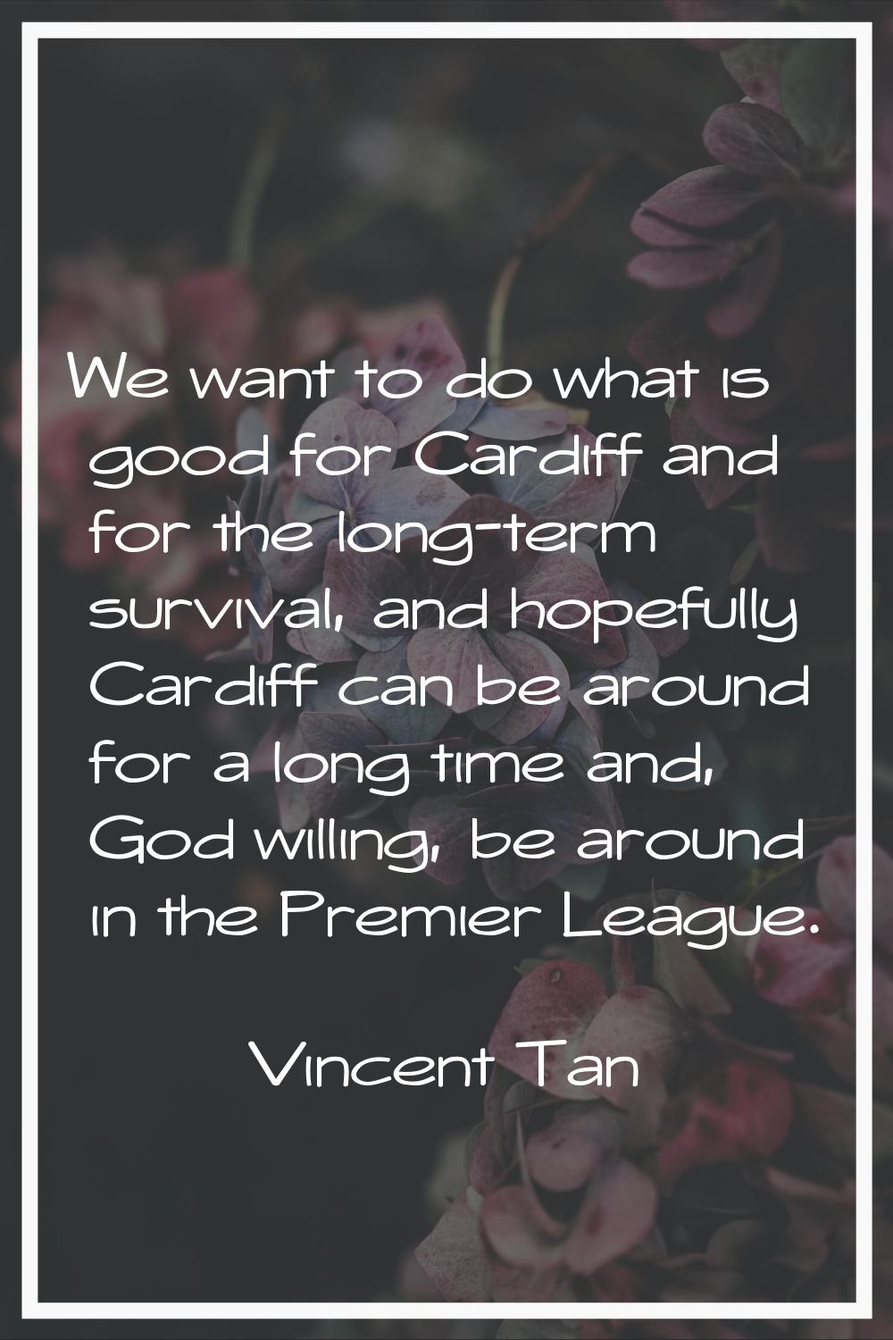 We want to do what is good for Cardiff and for the long-term survival, and hopefully Cardiff can be