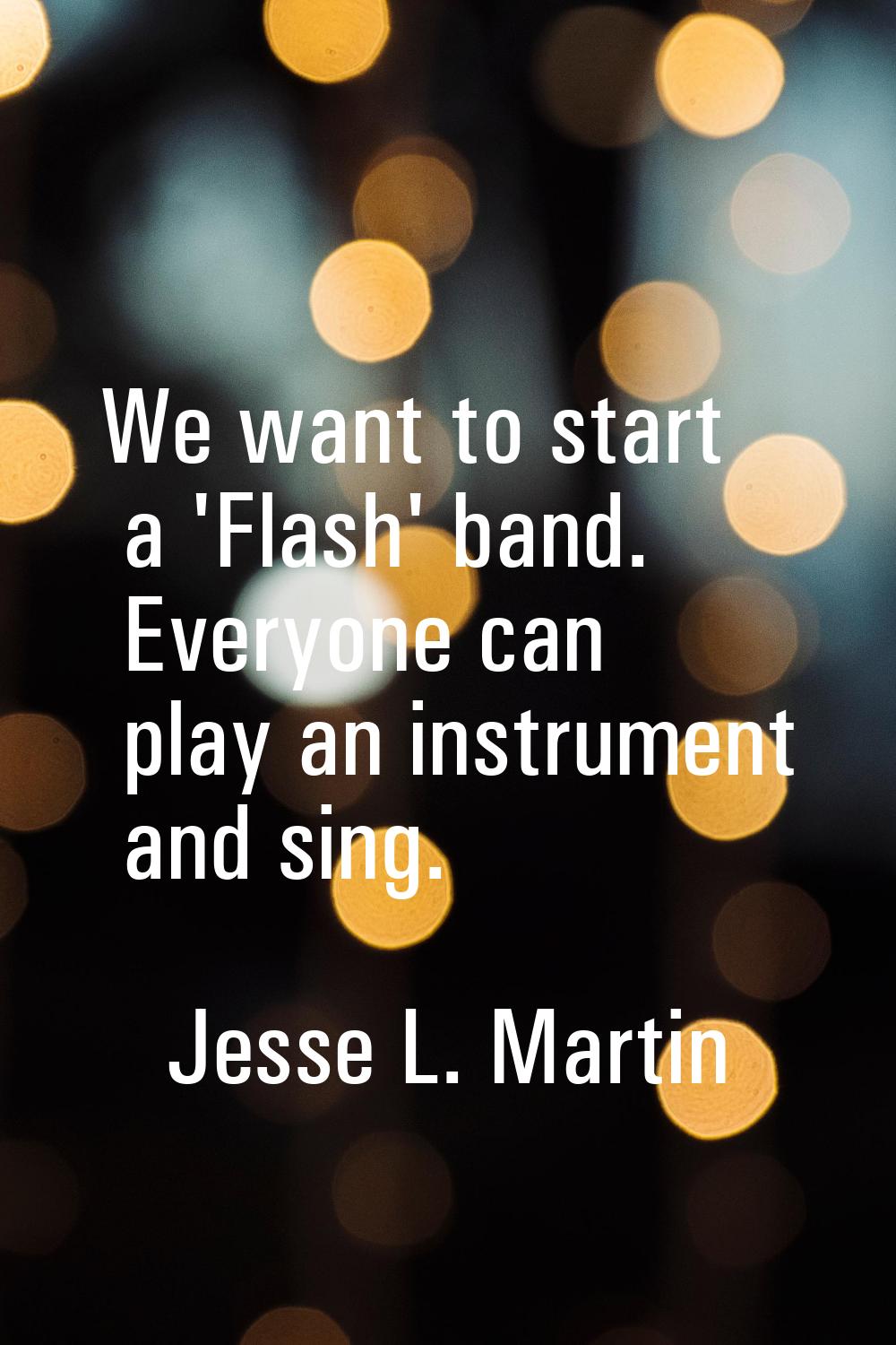 We want to start a 'Flash' band. Everyone can play an instrument and sing.