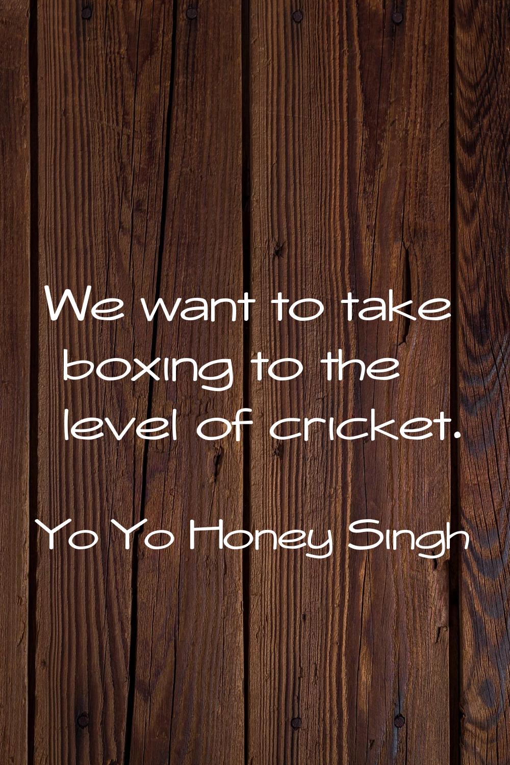 We want to take boxing to the level of cricket.