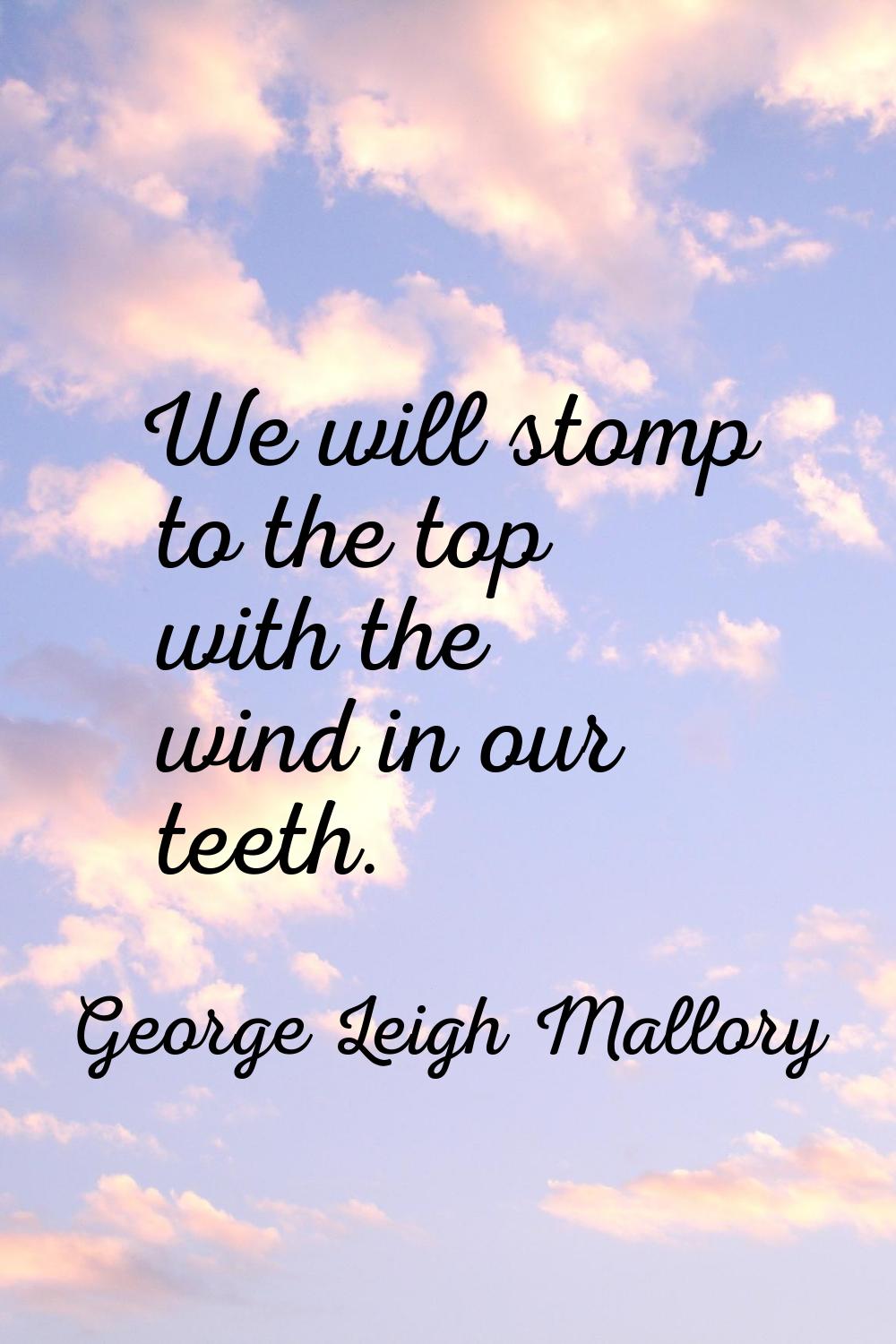 We will stomp to the top with the wind in our teeth.