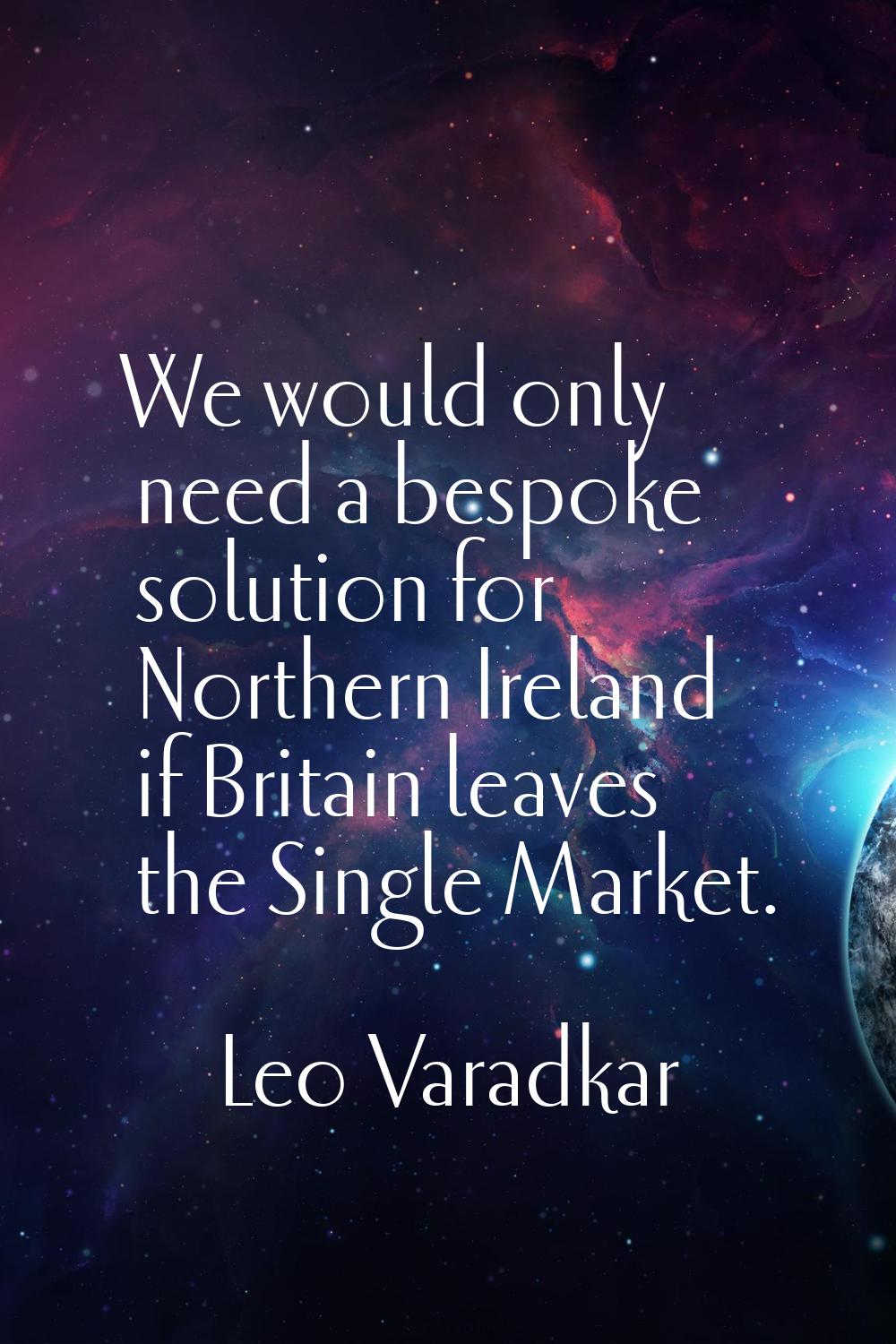 We would only need a bespoke solution for Northern Ireland if Britain leaves the Single Market.