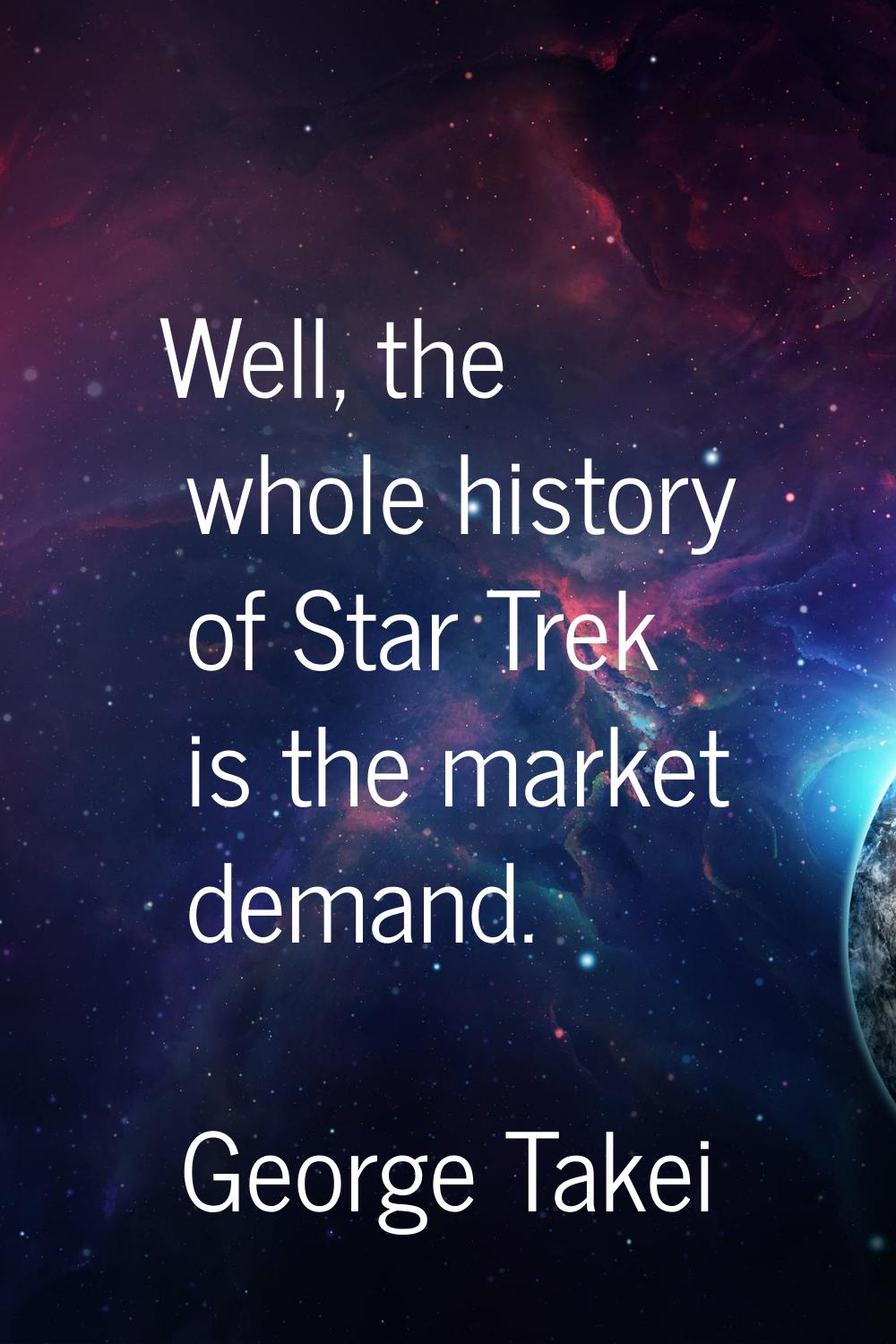 Well, the whole history of Star Trek is the market demand.