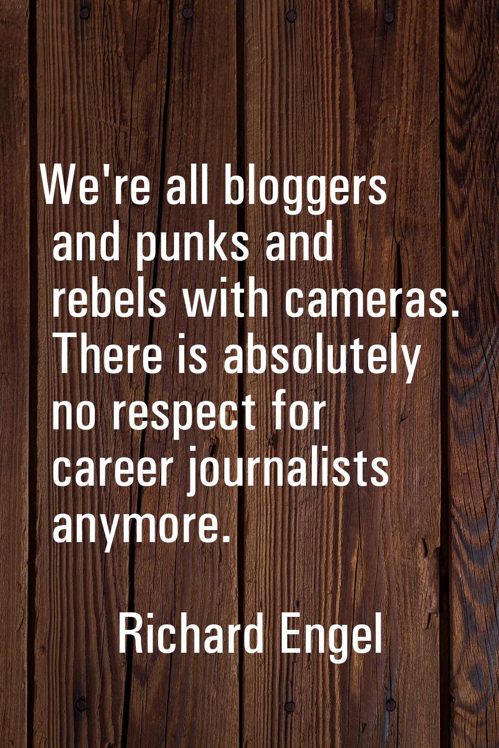 We're all bloggers and punks and rebels with cameras. There is absolutely no respect for career jou