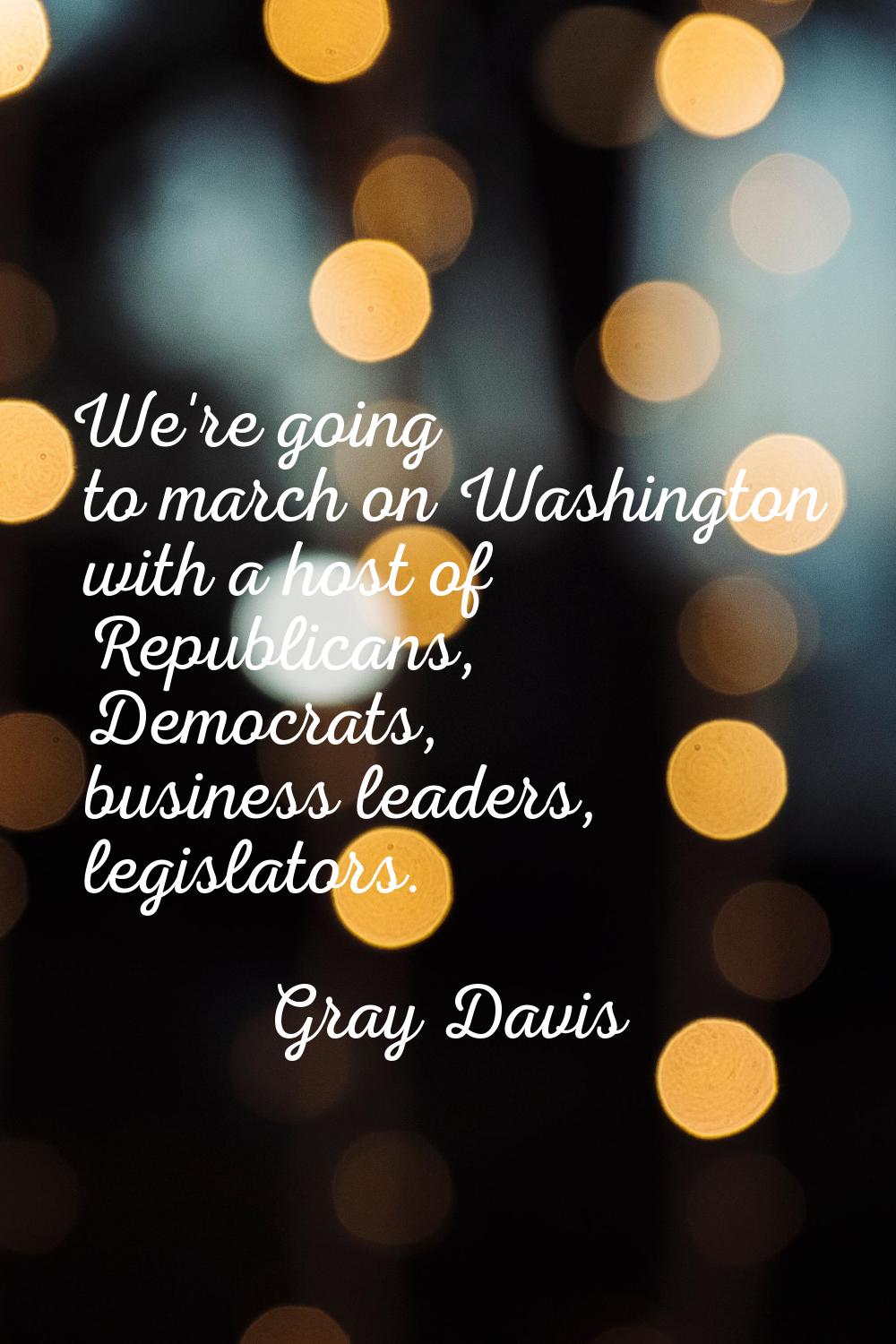 We're going to march on Washington with a host of Republicans, Democrats, business leaders, legisla