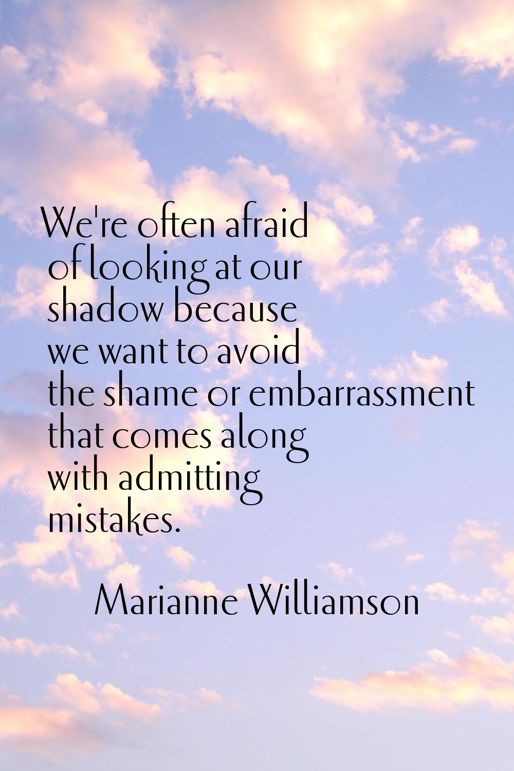 We're often afraid of looking at our shadow because we want to avoid the shame or embarrassment tha