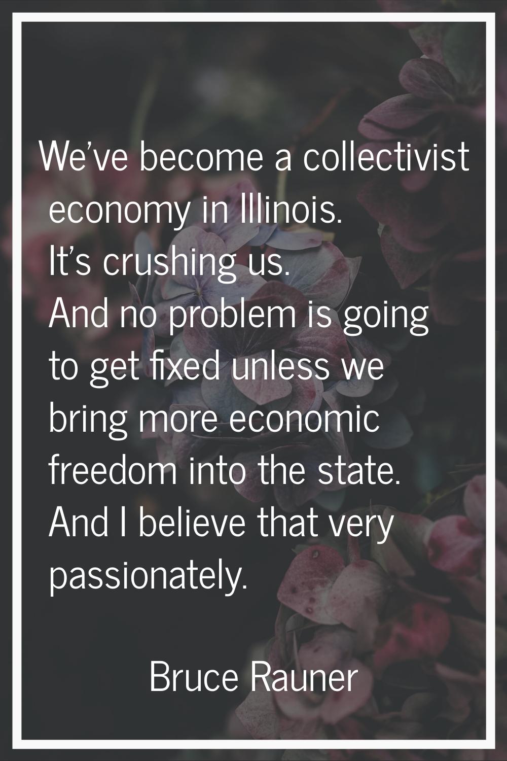 We've become a collectivist economy in Illinois. It's crushing us. And no problem is going to get f