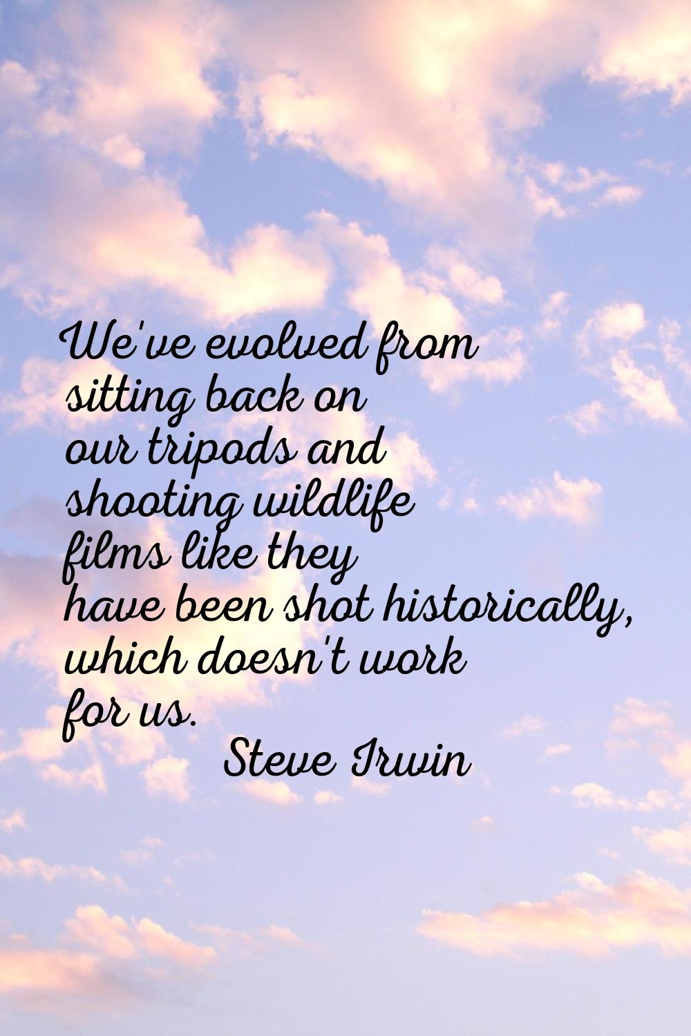 We've evolved from sitting back on our tripods and shooting wildlife films like they have been shot