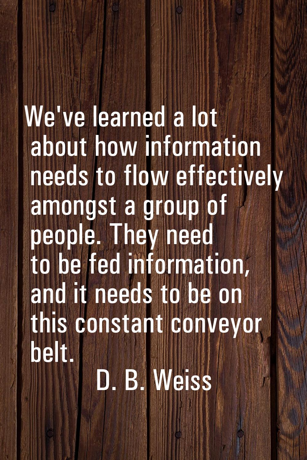 We've learned a lot about how information needs to flow effectively amongst a group of people. They