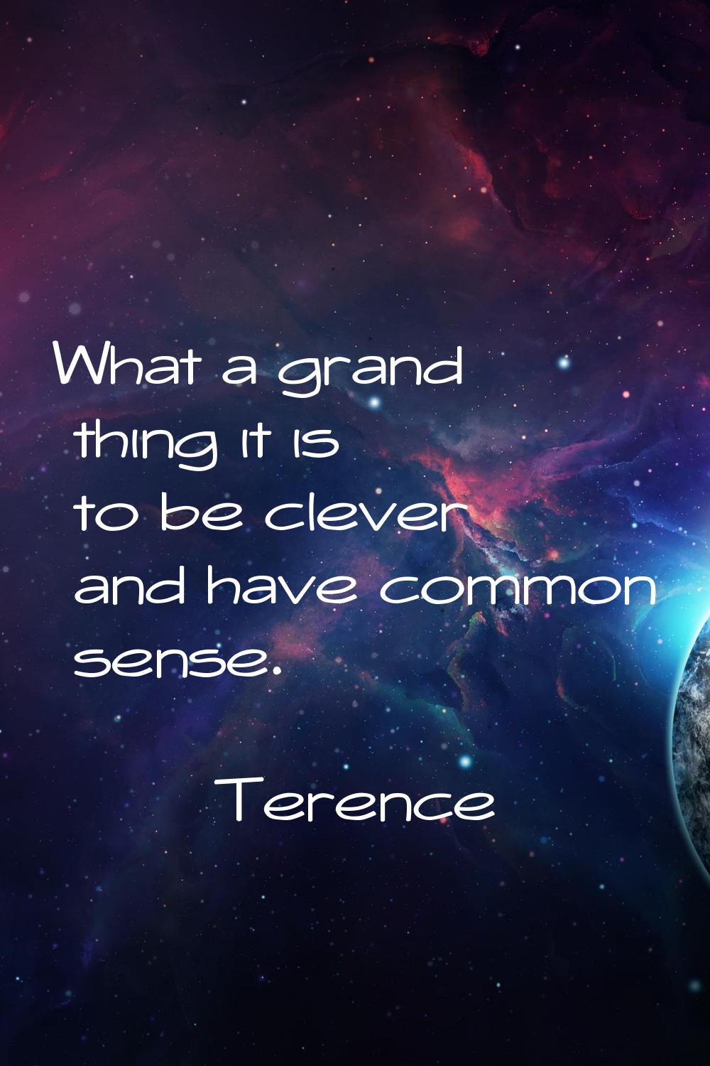 What a grand thing it is to be clever and have common sense.