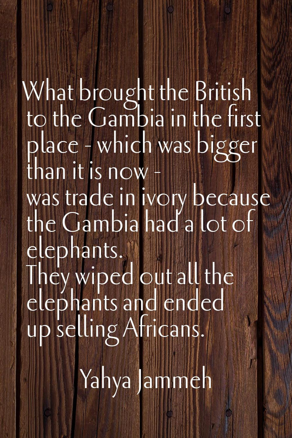 What brought the British to the Gambia in the first place - which was bigger than it is now - was t