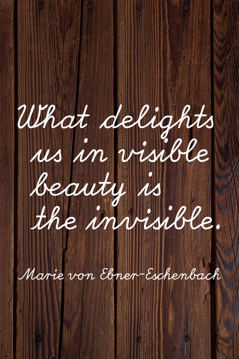 What delights us in visible beauty is the invisible.