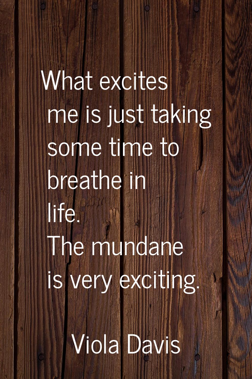 What excites me is just taking some time to breathe in life. The mundane is very exciting.