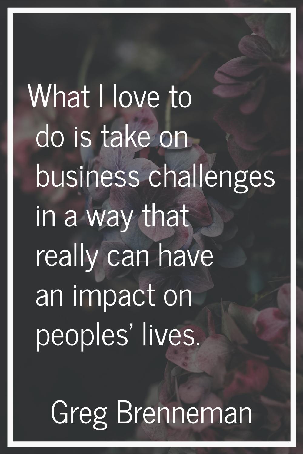 What I love to do is take on business challenges in a way that really can have an impact on peoples
