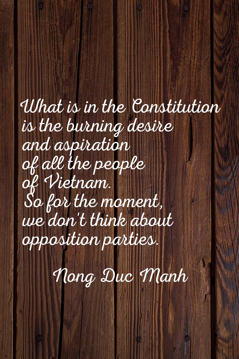 What is in the Constitution is the burning desire and aspiration of all the people of Vietnam. So f