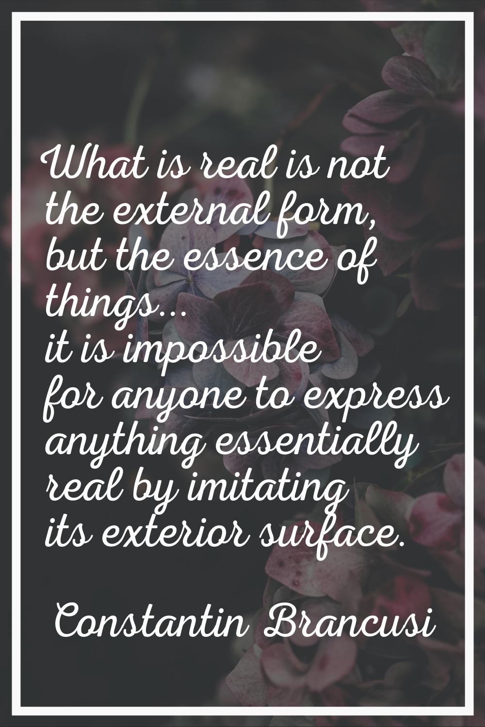 What is real is not the external form, but the essence of things... it is impossible for anyone to 