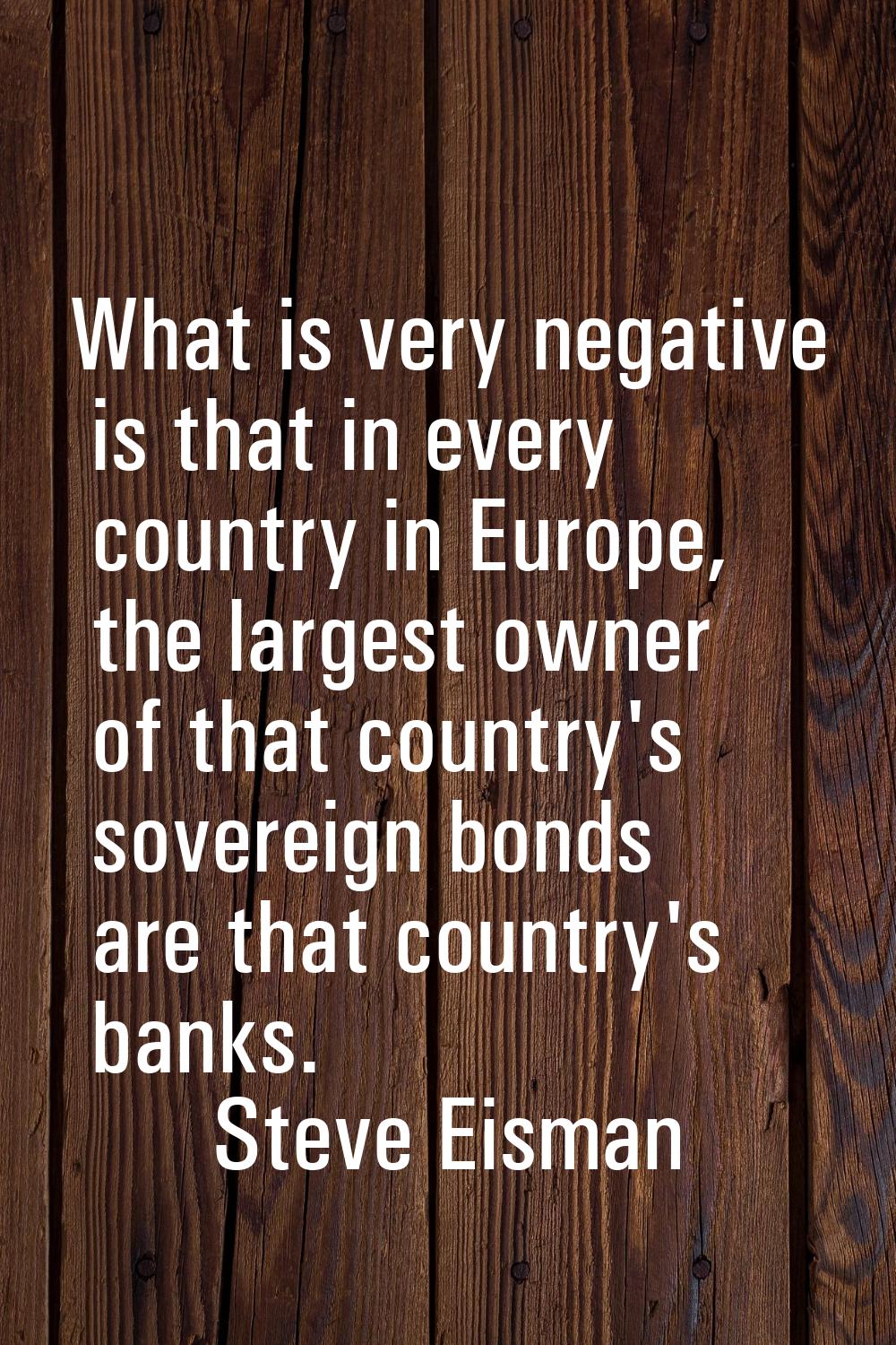What is very negative is that in every country in Europe, the largest owner of that country's sover