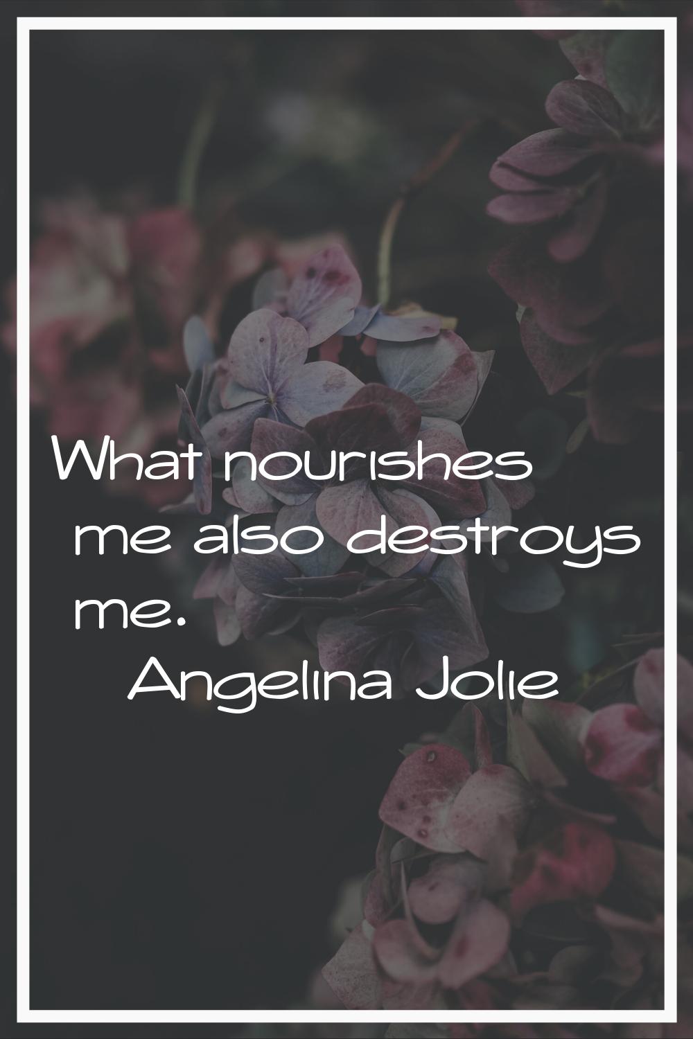 What nourishes me also destroys me.