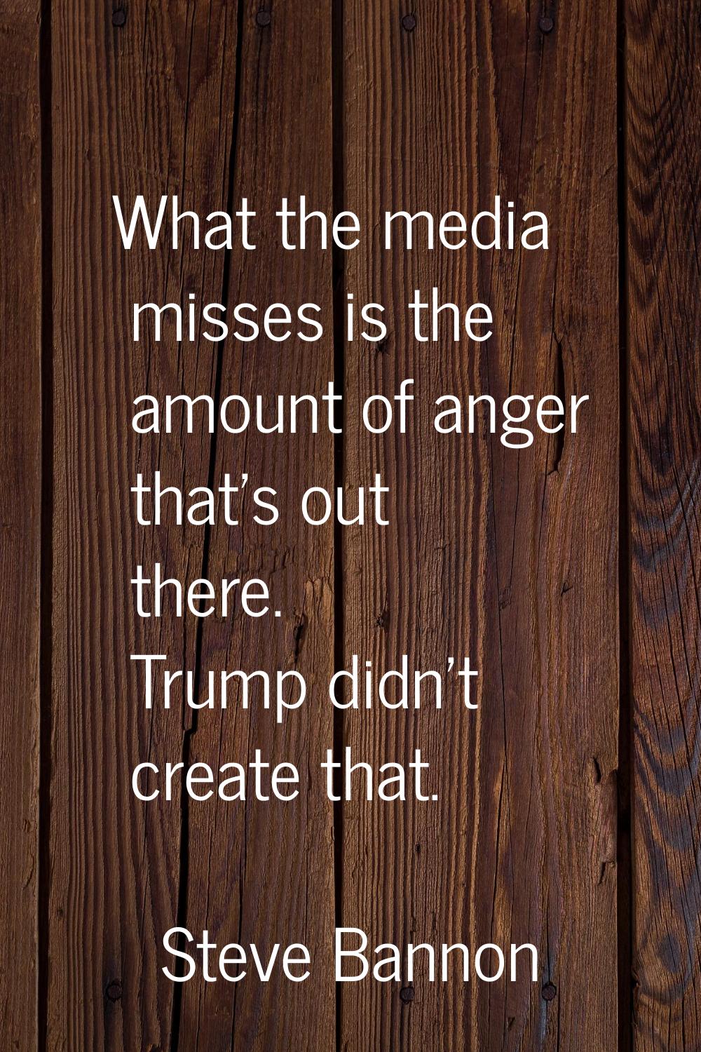 What the media misses is the amount of anger that's out there. Trump didn't create that.