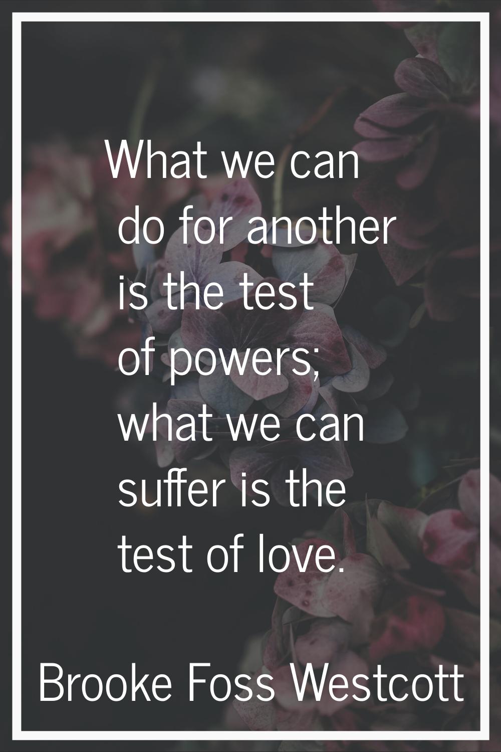 What we can do for another is the test of powers; what we can suffer is the test of love.