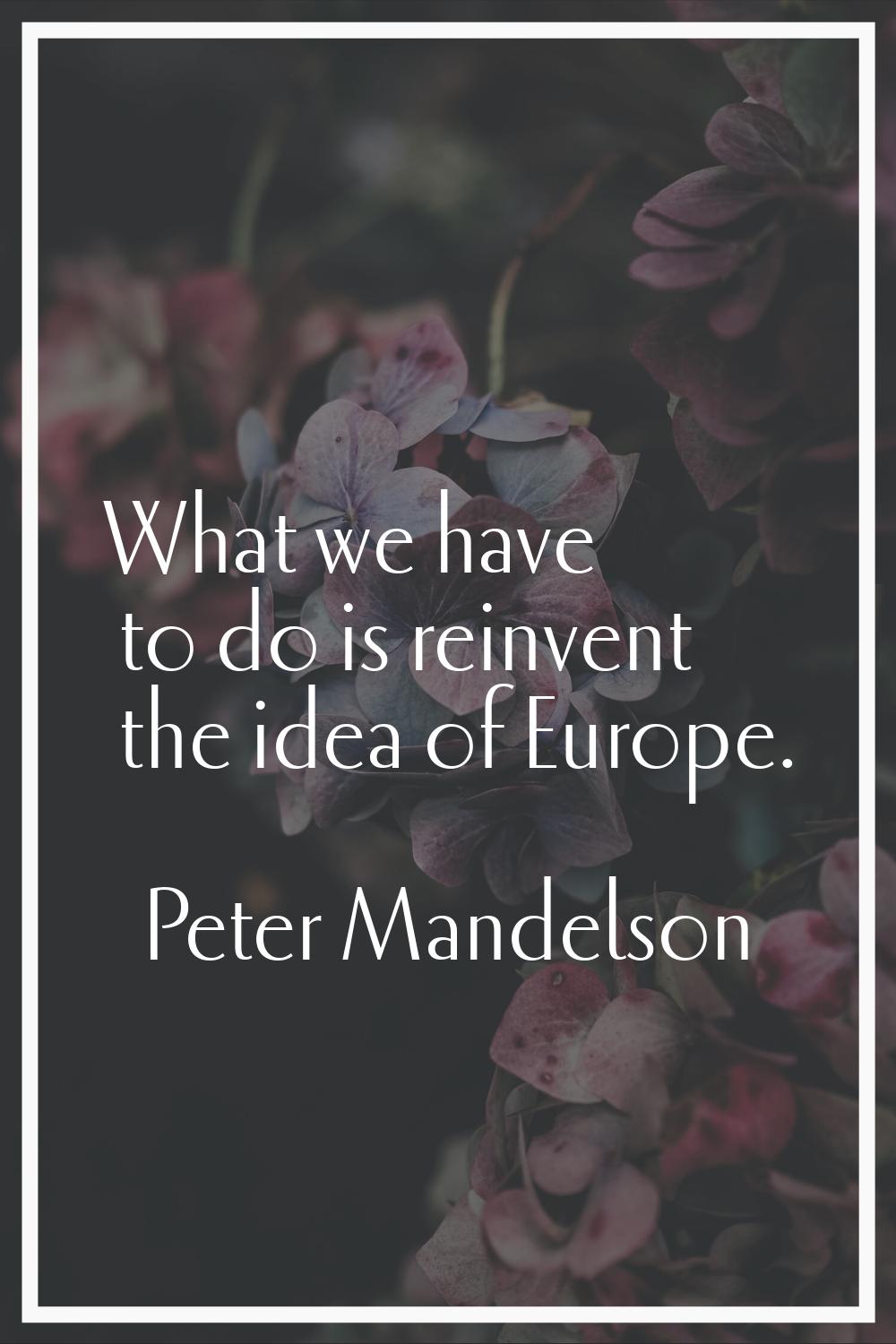 What we have to do is reinvent the idea of Europe.