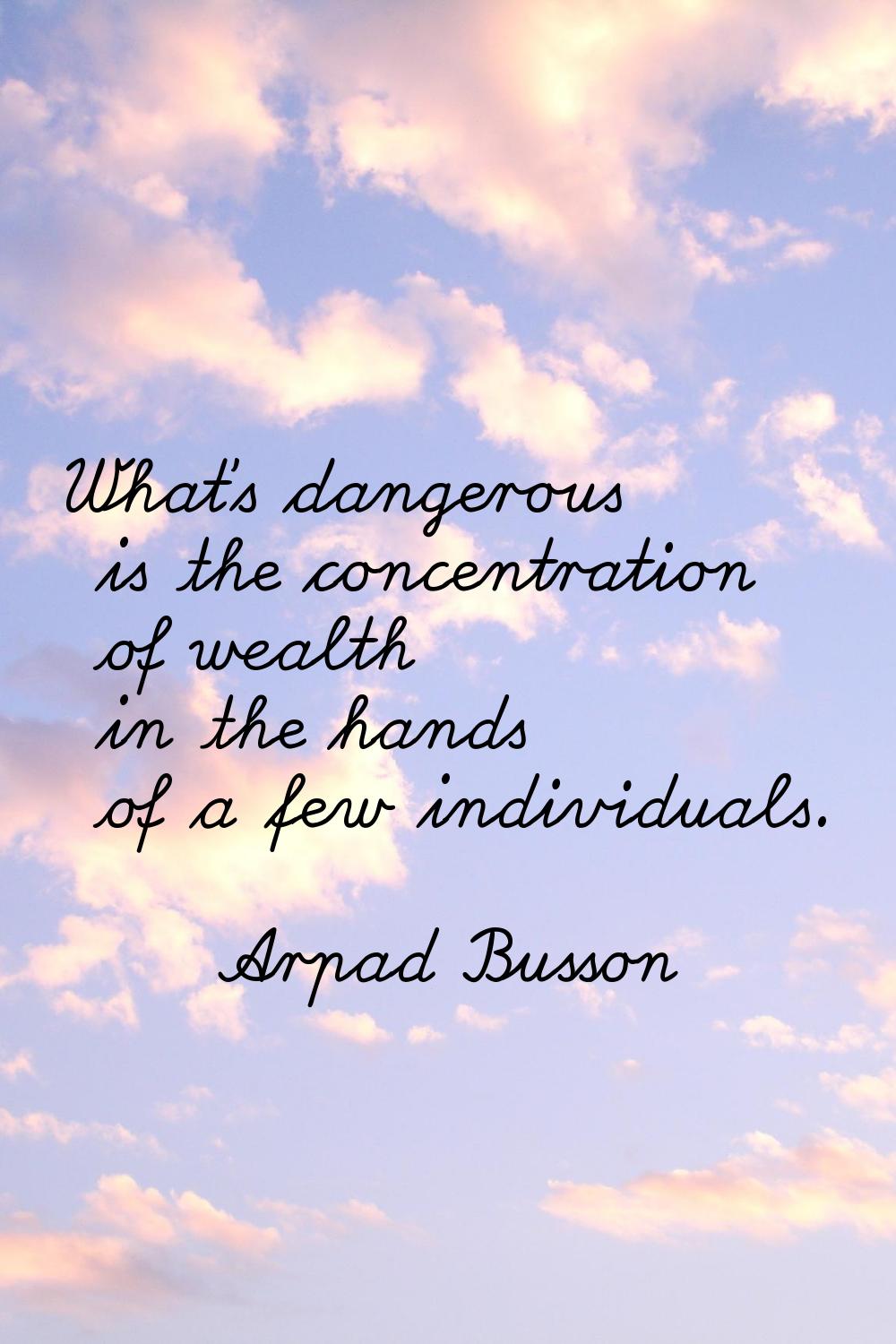 What's dangerous is the concentration of wealth in the hands of a few individuals.