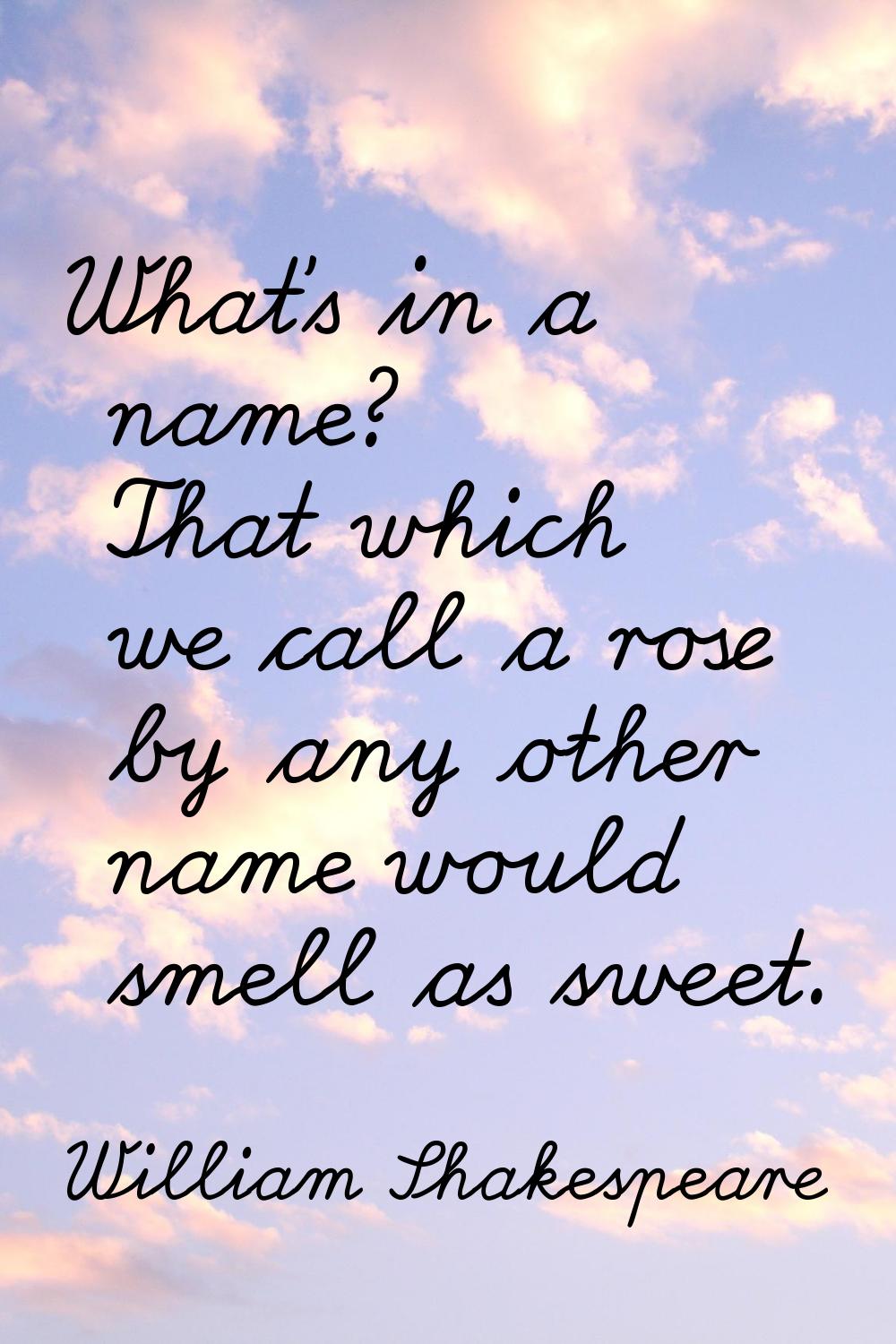 What's in a name? That which we call a rose by any other name would smell as sweet.