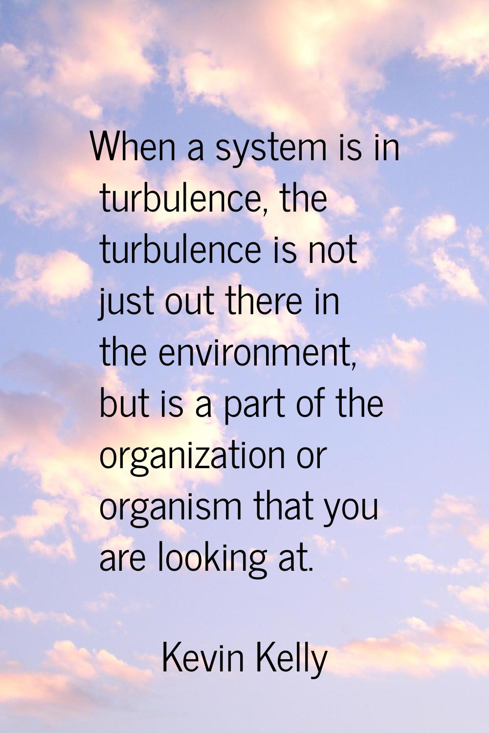 When a system is in turbulence, the turbulence is not just out there in the environment, but is a p