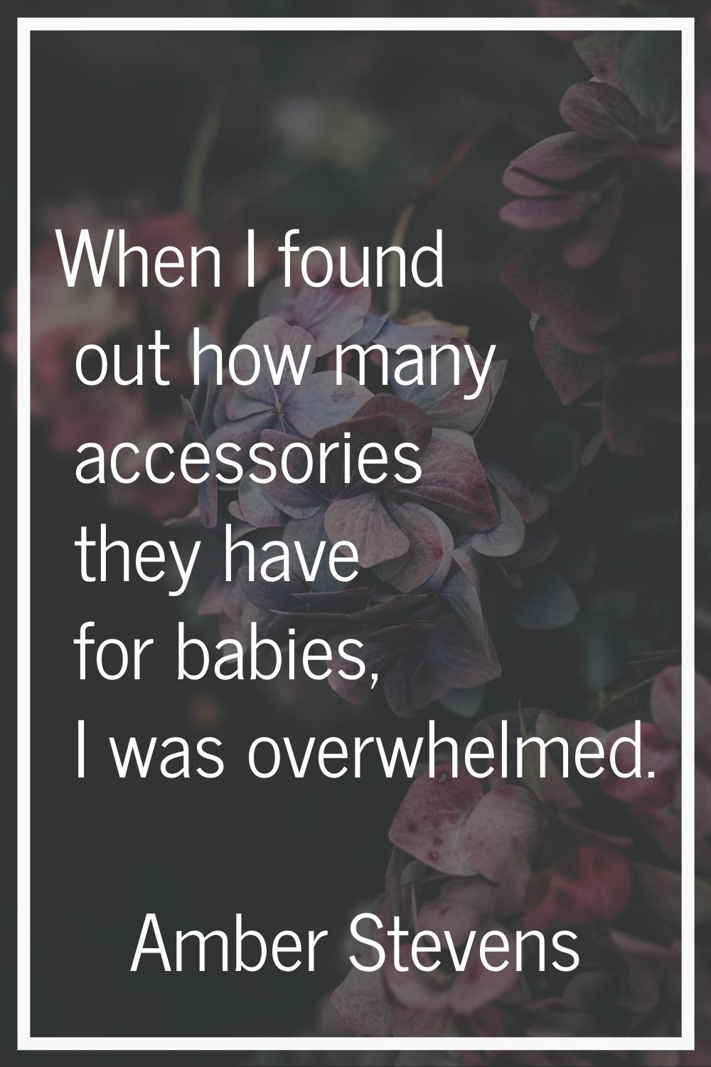When I found out how many accessories they have for babies, I was overwhelmed.