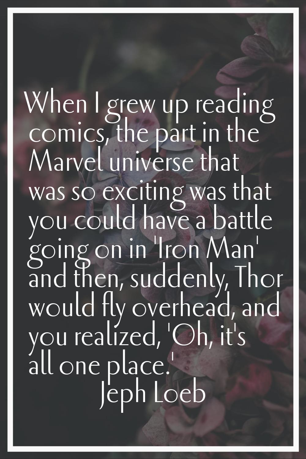 When I grew up reading comics, the part in the Marvel universe that was so exciting was that you co