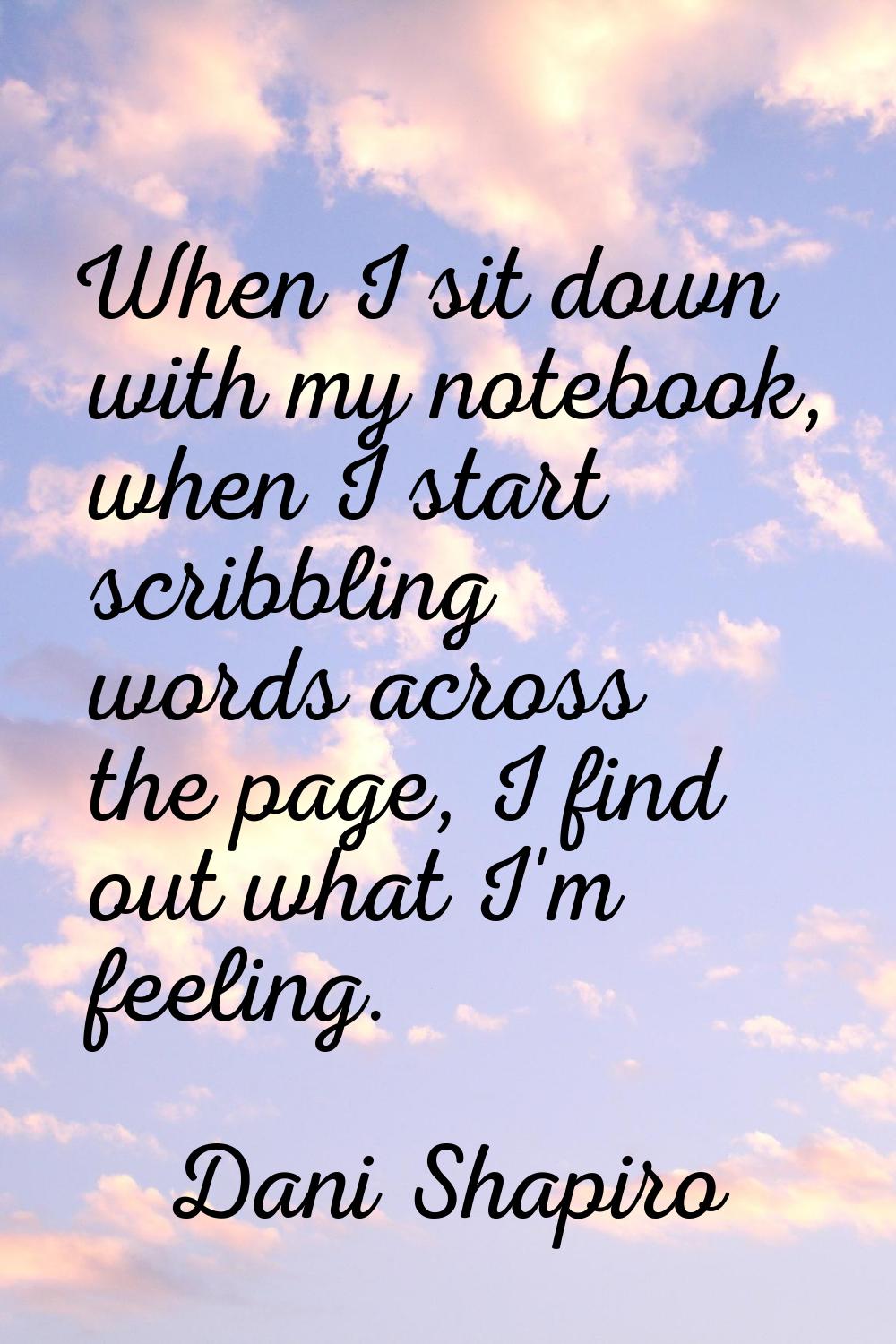 When I sit down with my notebook, when I start scribbling words across the page, I find out what I'