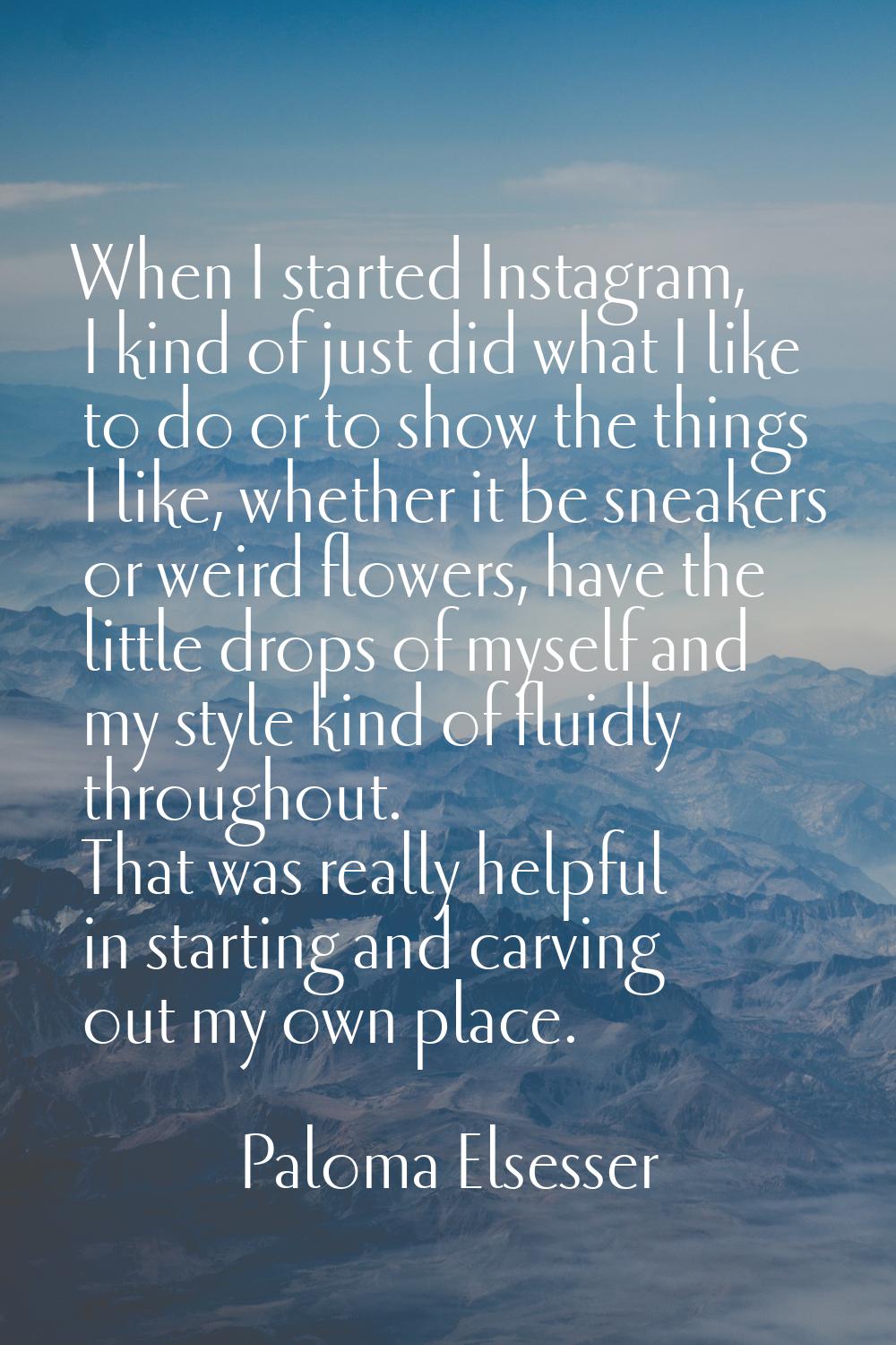 When I started Instagram, I kind of just did what I like to do or to show the things I like, whethe