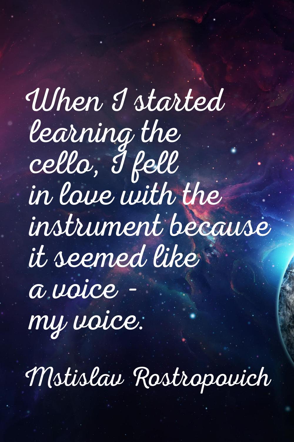 When I started learning the cello, I fell in love with the instrument because it seemed like a voic