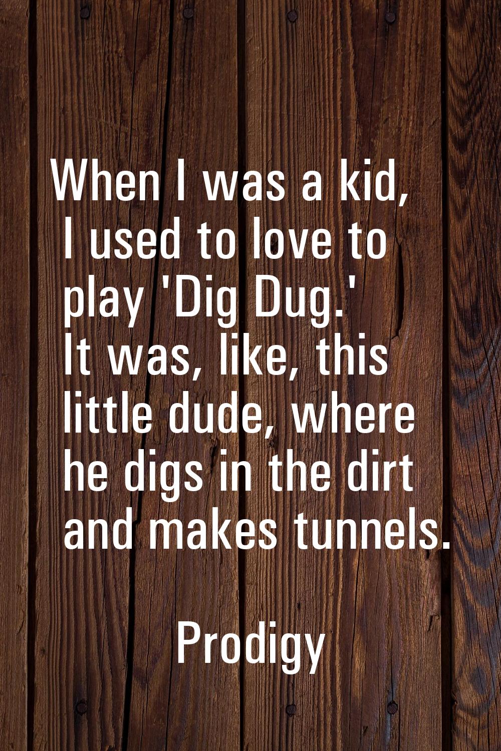 When I was a kid, I used to love to play 'Dig Dug.' It was, like, this little dude, where he digs i