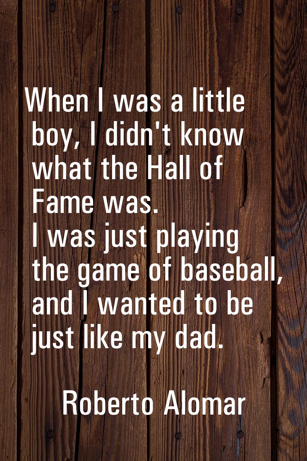 When I was a little boy, I didn't know what the Hall of Fame was. I was just playing the game of ba
