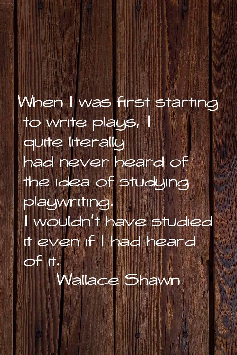 When I was first starting to write plays, I quite literally had never heard of the idea of studying