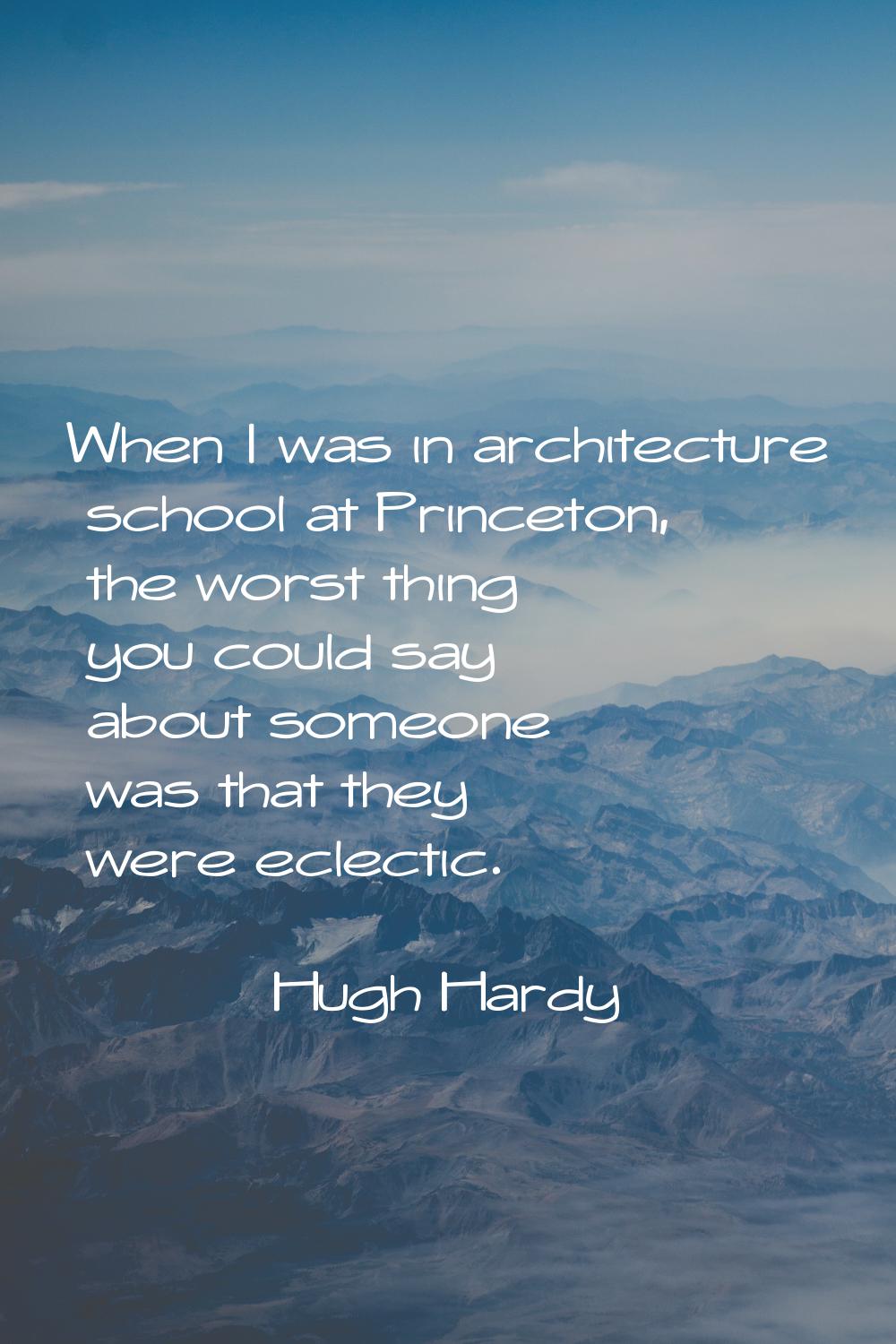 When I was in architecture school at Princeton, the worst thing you could say about someone was tha