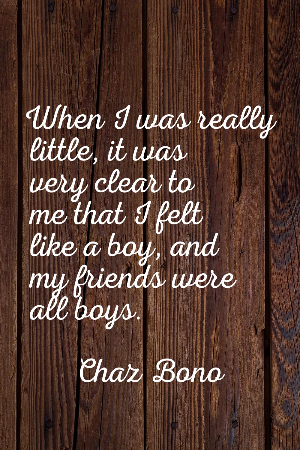 When I was really little, it was very clear to me that I felt like a boy, and my friends were all b