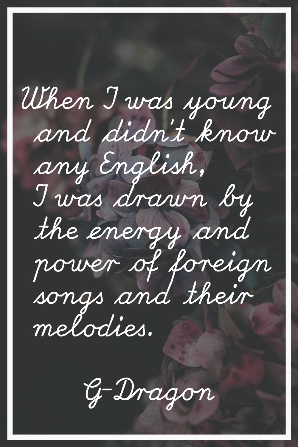 When I was young and didn't know any English, I was drawn by the energy and power of foreign songs 