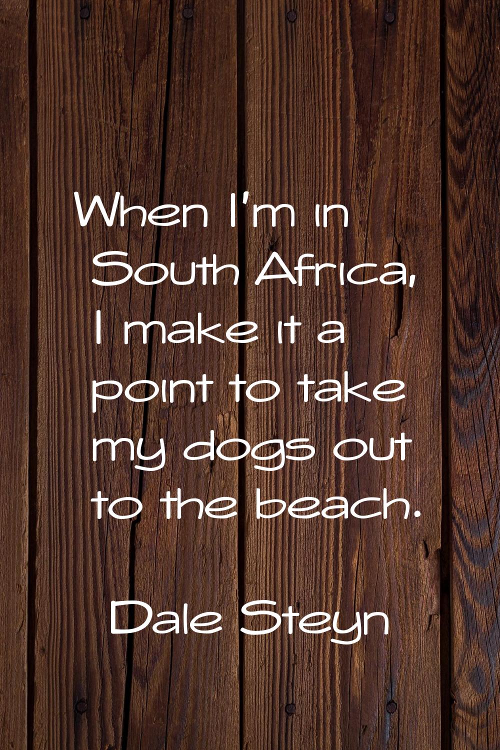 When I'm in South Africa, I make it a point to take my dogs out to the beach.
