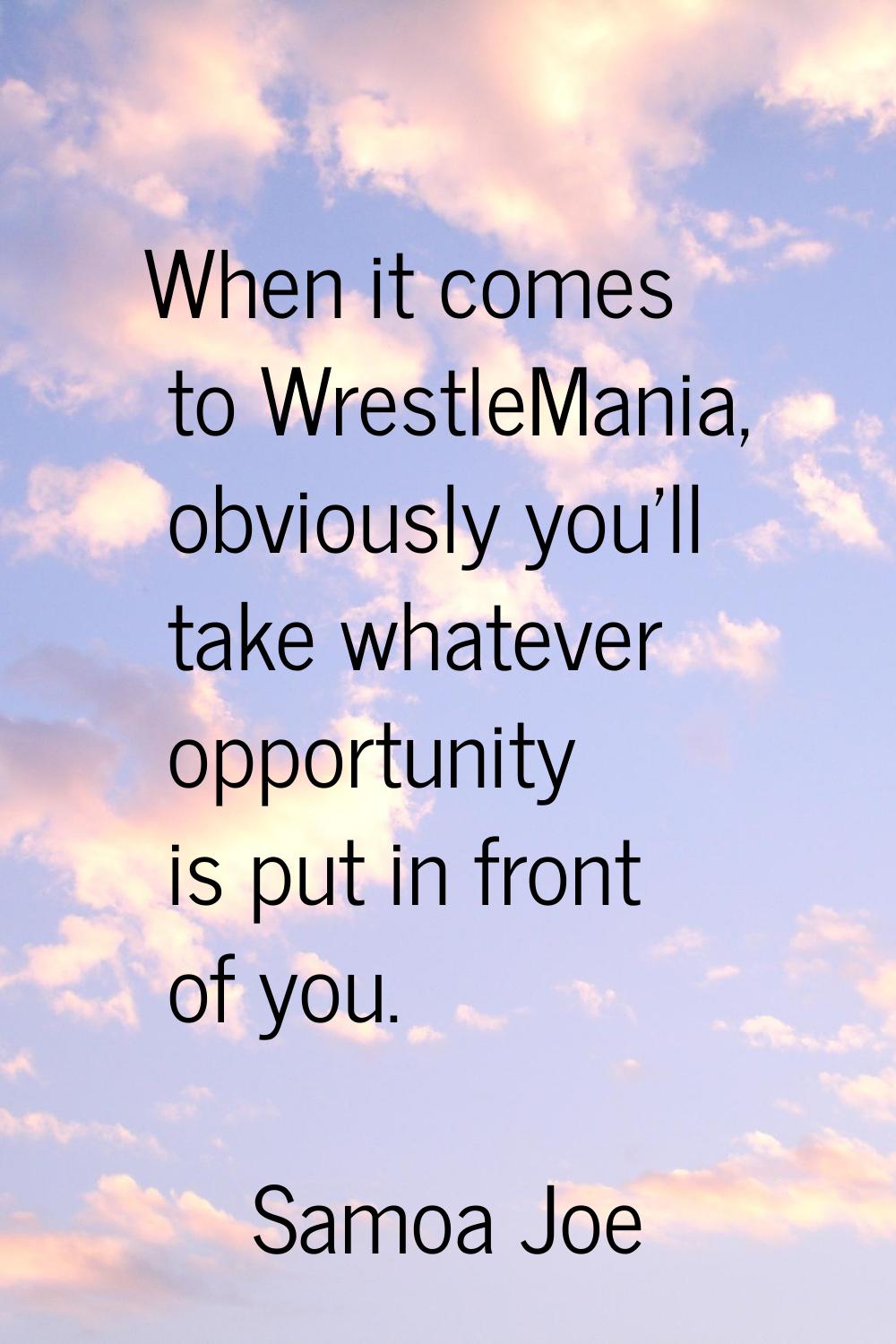When it comes to WrestleMania, obviously you'll take whatever opportunity is put in front of you.