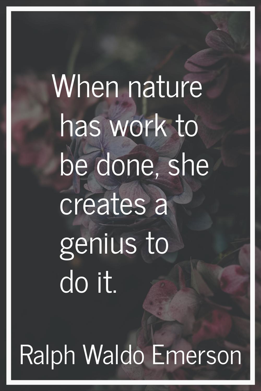 When nature has work to be done, she creates a genius to do it.